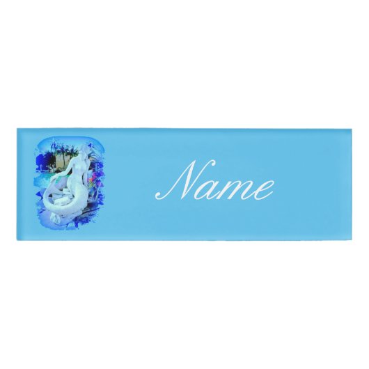 White Mermaid Sitting Thunder_Cove Naambadge (Voorkant)
