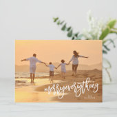 White Merry Alles foto Feestdagenkaart (Staand voorkant)