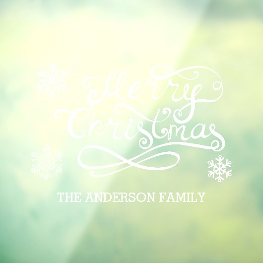 White Merry Christmas handgeschreven tekst sneeuwv Raamsticker (Vel 3)