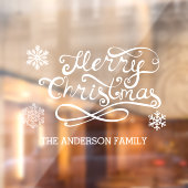 White Merry Christmas handgeschreven tekst sneeuwv Raamsticker (Vel 2)