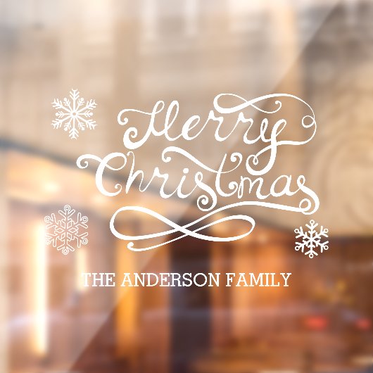 White Merry Christmas handgeschreven tekst sneeuwv Raamsticker (Vel 2)