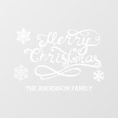 White Merry Christmas handgeschreven tekst sneeuwv Raamsticker (Vel)