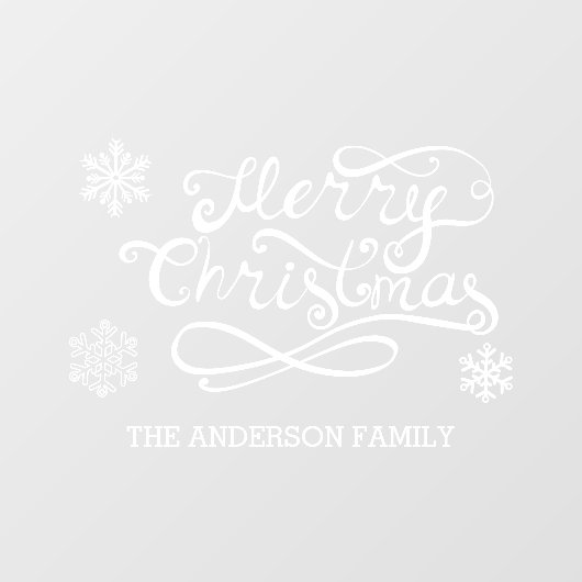 White Merry Christmas handgeschreven tekst sneeuwv Raamsticker (Vel)