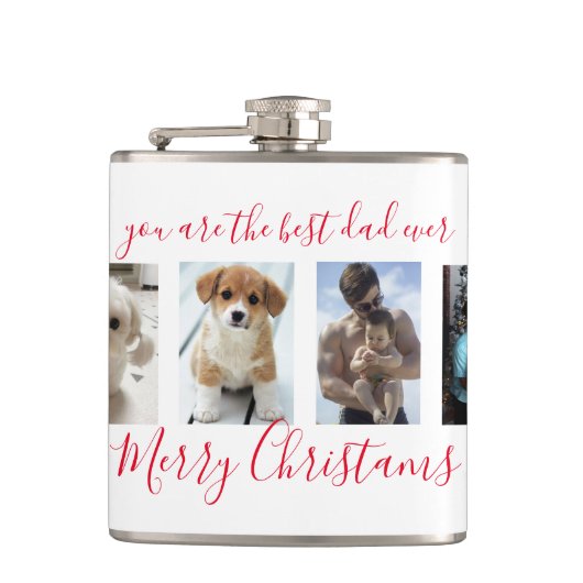 White Merry kerst Beste pap ooit foto Heupfles (Voorkant)