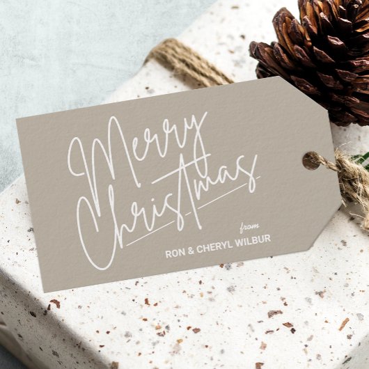 White Merry kerst Cadeaulabel