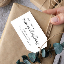 White Merry kerst Cadeaulabel