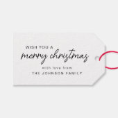 White Merry kerst Cadeaulabel (Voorkant (Horizontaal))