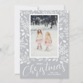 White Merry kerst Gray Foto Feestdagenkaart (Voorkant)