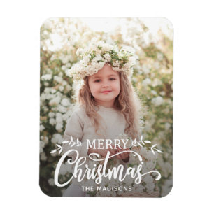 White Merry Kerstfeestay Foto Magnet Magneet