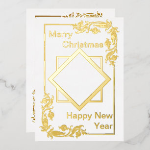 White Merry kerstfoto Happy Nieuwjaar Folie Feestdagenkaart