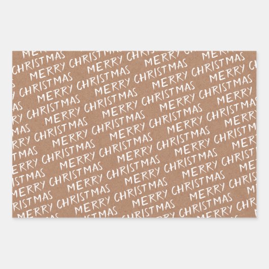 White "Merry Kerstmis" Kraft paper en Stripes  (Voorkant 2)