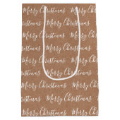 White "Merry Kerstmis" Kraft paper Medium Cadeauzakje (Achterkant)