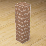 White "Merry Kerstmis" Kraft paper Wijn<br><div class="desc">White Merry kerstscript met kraft paper texture background wine box</div>