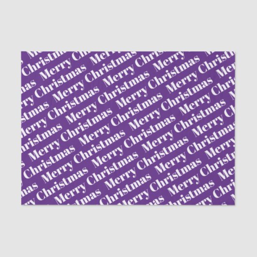 White Merry Kerstmis op paarse vakantie Tissuepapier (Voorkant)