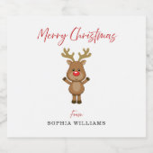 White Merry-kerstrenrenrenrendierschenkend Cadeau Bier Etiket (Enkel label)