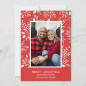 White Merry Kerstrode foto Feestdagenkaart (Voorkant)