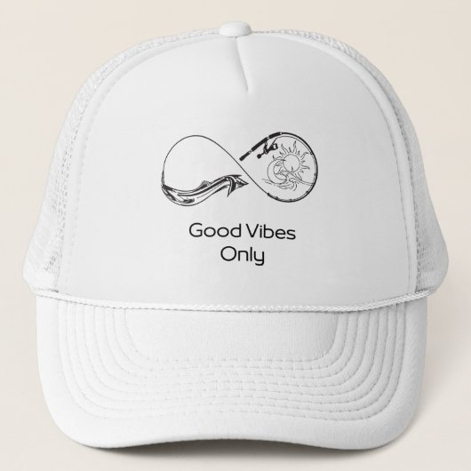 White mesh hat "Good Vibes Only" | Infinity and se Trucker Pet (Voorkant)