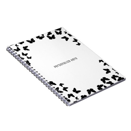 White met Black Butterflies - Aangepast Notitieboek (Rechterzijde)