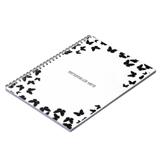 White met Black Butterflies - Aangepast Notitieboek (Linkerzijde)