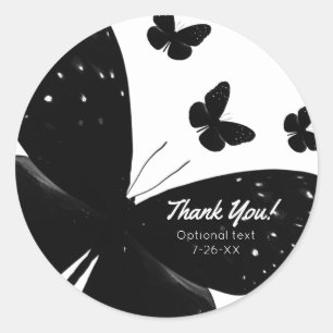 White met Black Butterflies Party Custom Favor Ronde Sticker