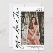 White met Black Calligraphy Photo Afstuderen Kaart (Voorkant)