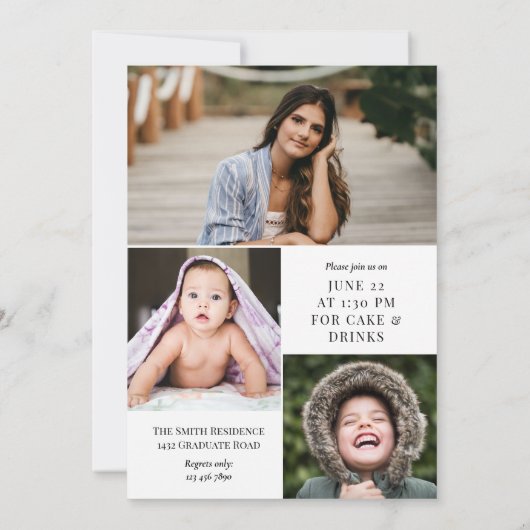 White met Black Calligraphy Photo Afstuderen Kaart (Achterkant)