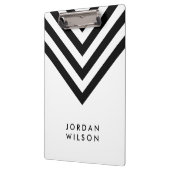 White met Black Chevron Modern minimalist Klembord (Links)