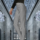 White met Black Houndstooth Pattern Leggings