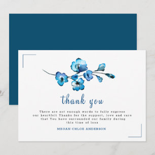White met Blue Rustic Flowers Waterverf Bedankkaart