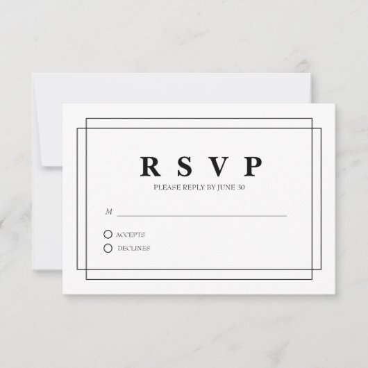 White met Border Response Card RSVP Kaartje (Voorkant)