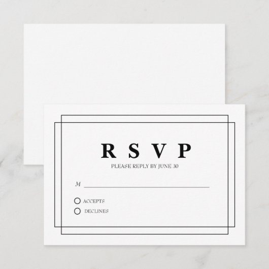 White met Border Response Card RSVP Kaartje (Voorkant / Achterkant)
