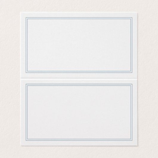 White met Dusty Blue Border Weduwkaarten Kaart (Buitenkant ongevouwen)