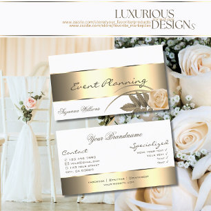 White met Gold Decor en Cute Roos Flower Modern Visitekaartje