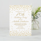 White met Gold Glitter 80th Birthday Party Kaart (Staand voorkant)