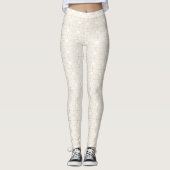 White met Gold Square Pattern Leggings (Voorkant)