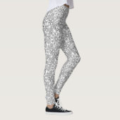 White met Light Grey Floral Lace Pattern Leggings (Rechts)