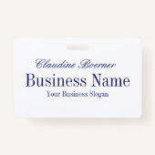 White met Midnight Blue-tekst - Beide zijden Badge (Achterkant)