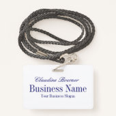 White met Midnight Blue-tekst - Beide zijden Badge (Achterkant met draagriem)