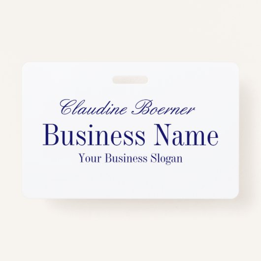 White met Midnight Blue-tekst - Beide zijden Badge (Voorkant)