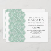 White met Mint Lace Vrijgezellenfeest Party Invite Kaart (Voorkant / Achterkant)
