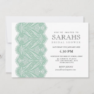 White met Mint Lace Vrijgezellenfeest Party Invite Kaart