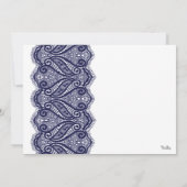 White met Navy Lace Vrijgezellenfeest Party Invite Kaart (Achterkant)