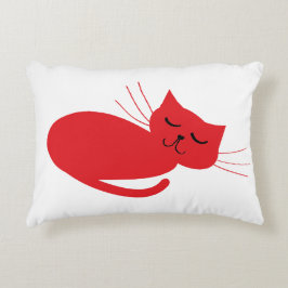 White met Red Cat Accent Pillow Kussen