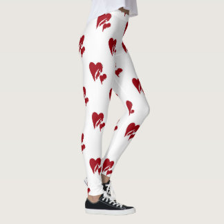 White met Red Hearts-Leggings Leggings