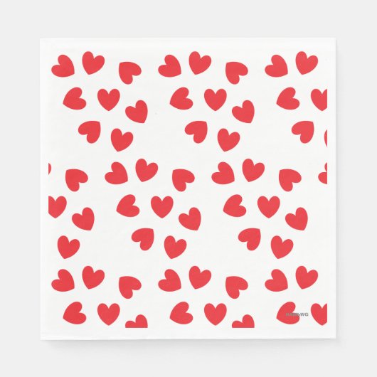 White met Red Hearts Paper Napkin - HAMbyWG Servet (Voorkant)