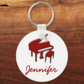 White met Red Piano Name Monogram Student Gift Sleutelhanger (Voorkant)