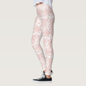 White met roze Floral Lace Pattern Leggings (Links)