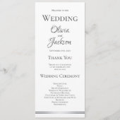 White met Silver Grey Wedding Programmakaart (Voorkant)