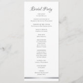 White met Silver Grey Wedding Programmakaart (Achterkant)