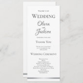 White met Silver Grey Wedding Programmakaart (Voorkant / Achterkant)